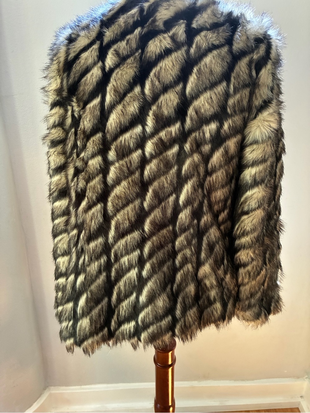 Twelfth Street by Cynthia Vincent Faux Fur Striped Jacket in Brown and Black - Picture 2 of 2
